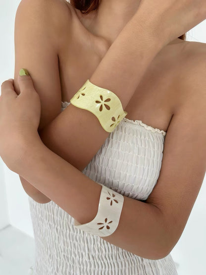 Wavy Flower Cut-Out Bangle Bracelets
