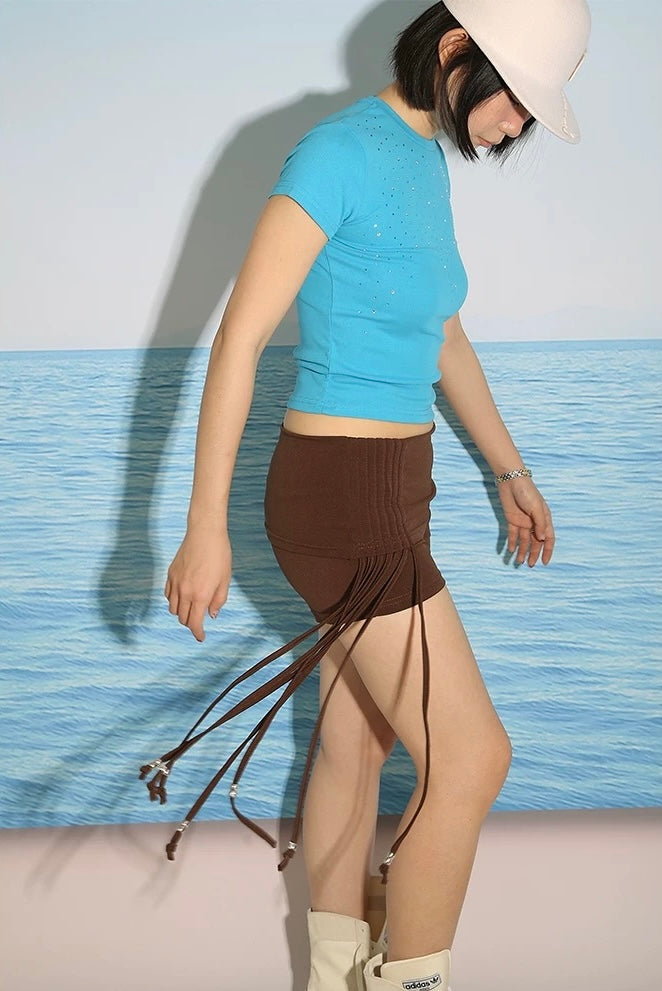 Beaded Tassel Mini Shorts