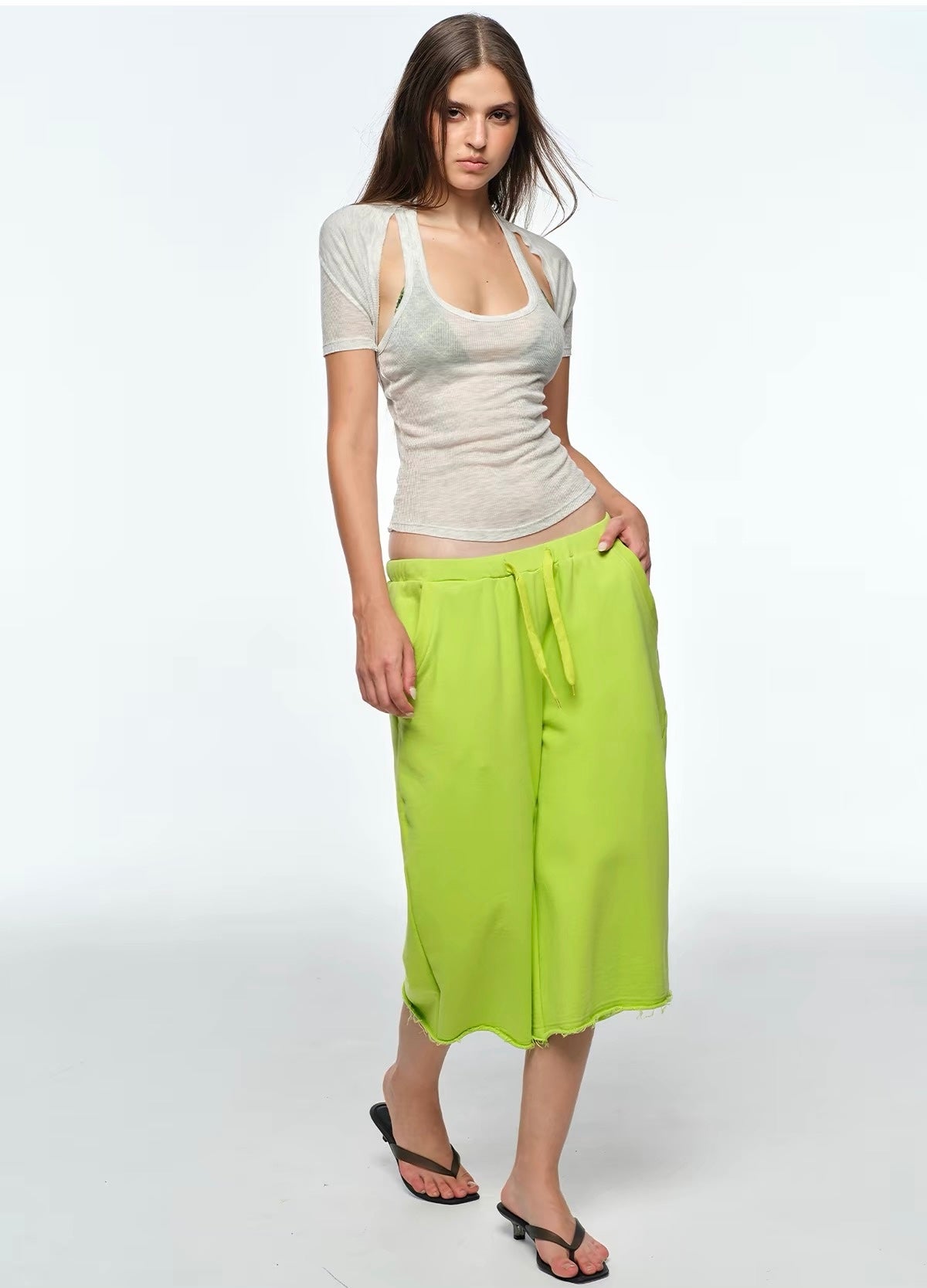 Bum Studios Oversized Raw Hem Fleece Bermuda Shorts