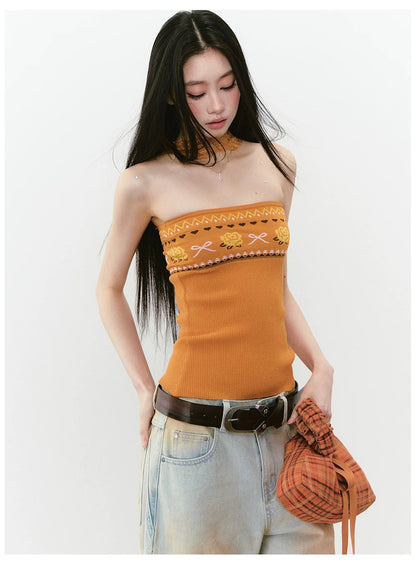 Knit Floral Lace Two Way Top