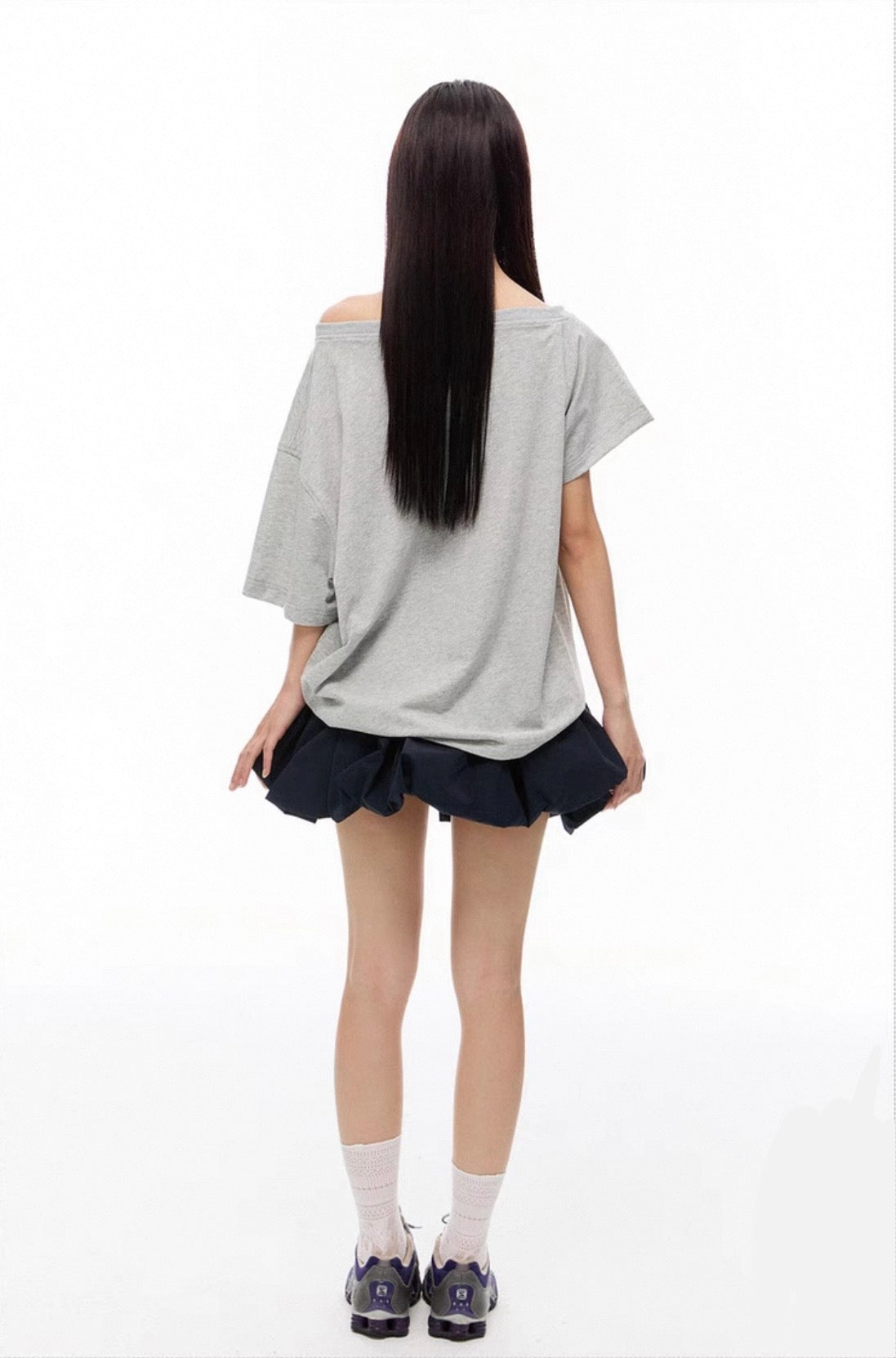 Slouchy Dog Print Off-Shoulder Tee