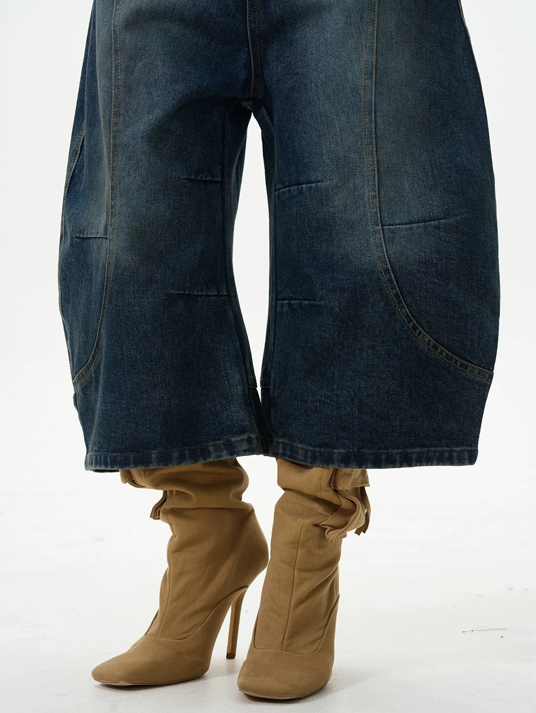 Wide-Leg Dark Denim Jorts