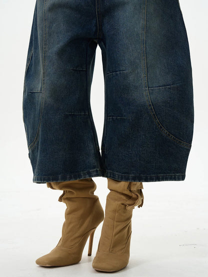 Wide-Leg Dark Denim Jorts