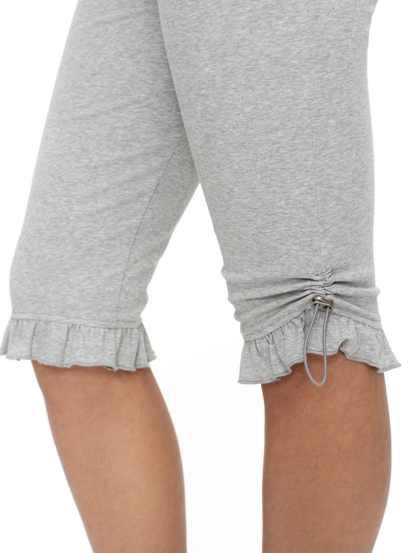 Ruched Hem Jersey Capri Leggings