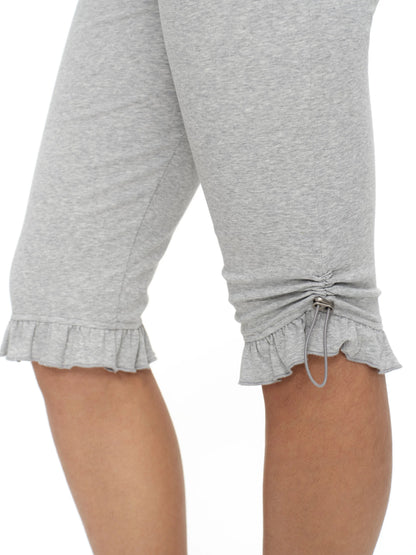 Ruched Hem Jersey Capri Leggings