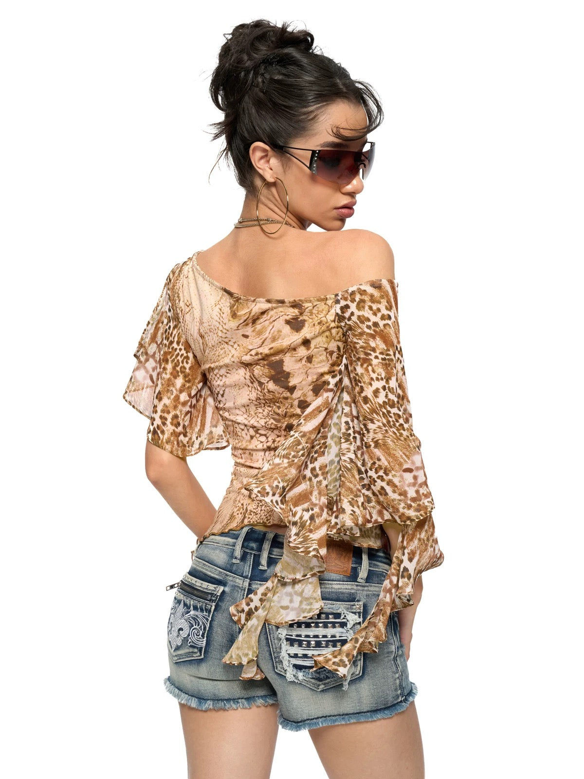 JYOSEI Leopard & Snake One Shoulder Print Top