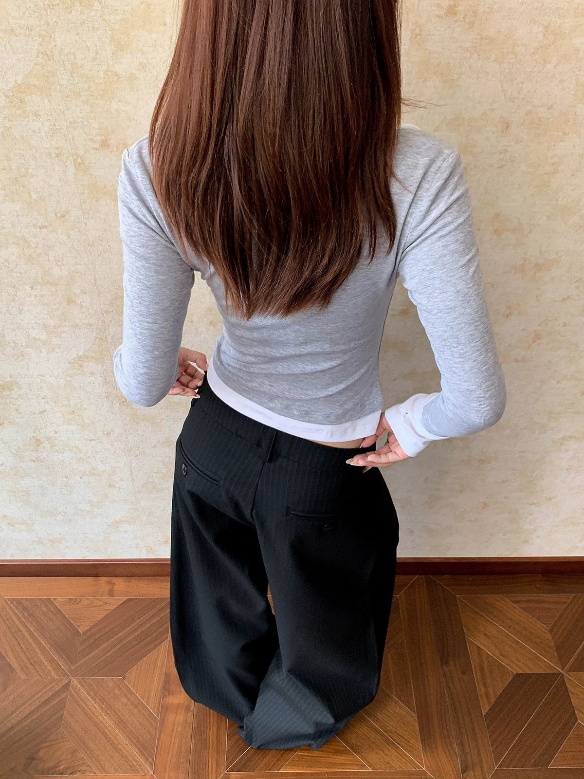 Long Sleeve Contrast Polo Top
