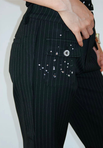 FunkyFun Embellished PinStripe Trousers