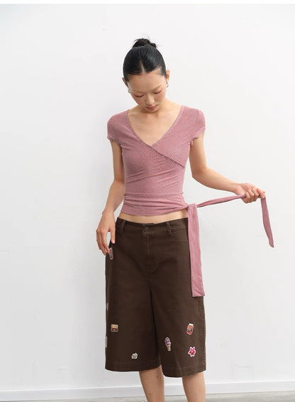 LINY LIBERTY Stripy Wraparound Top