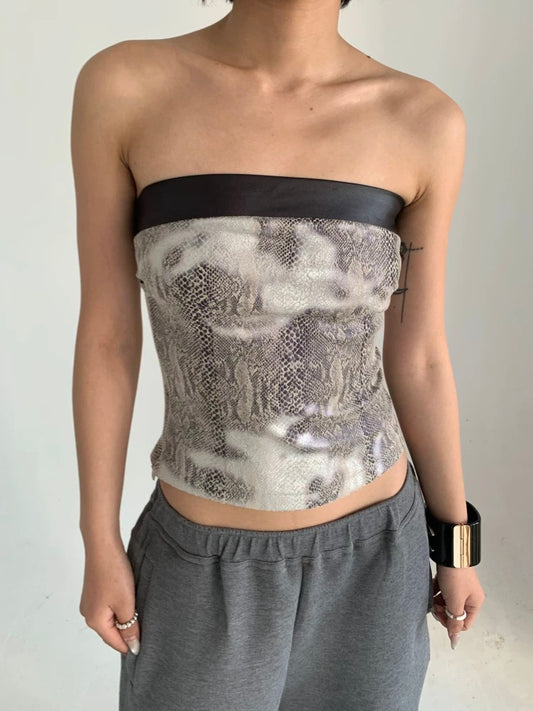 TECHO Snake Print Bandeau Top