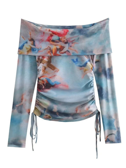 Angel Print Bardot Top