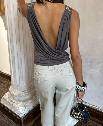 HOL!DAY Studded 2 Way Draped Top
