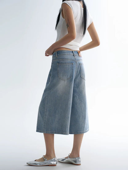 Light Blue Shorts with Straight Pocket Detail