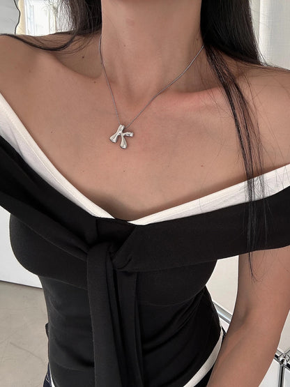 Contrast Off-Shoulder Tie Top