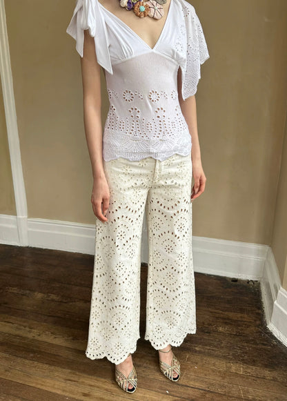 HOL!DAY Asymmetrical Lace Tie Shoulder Top