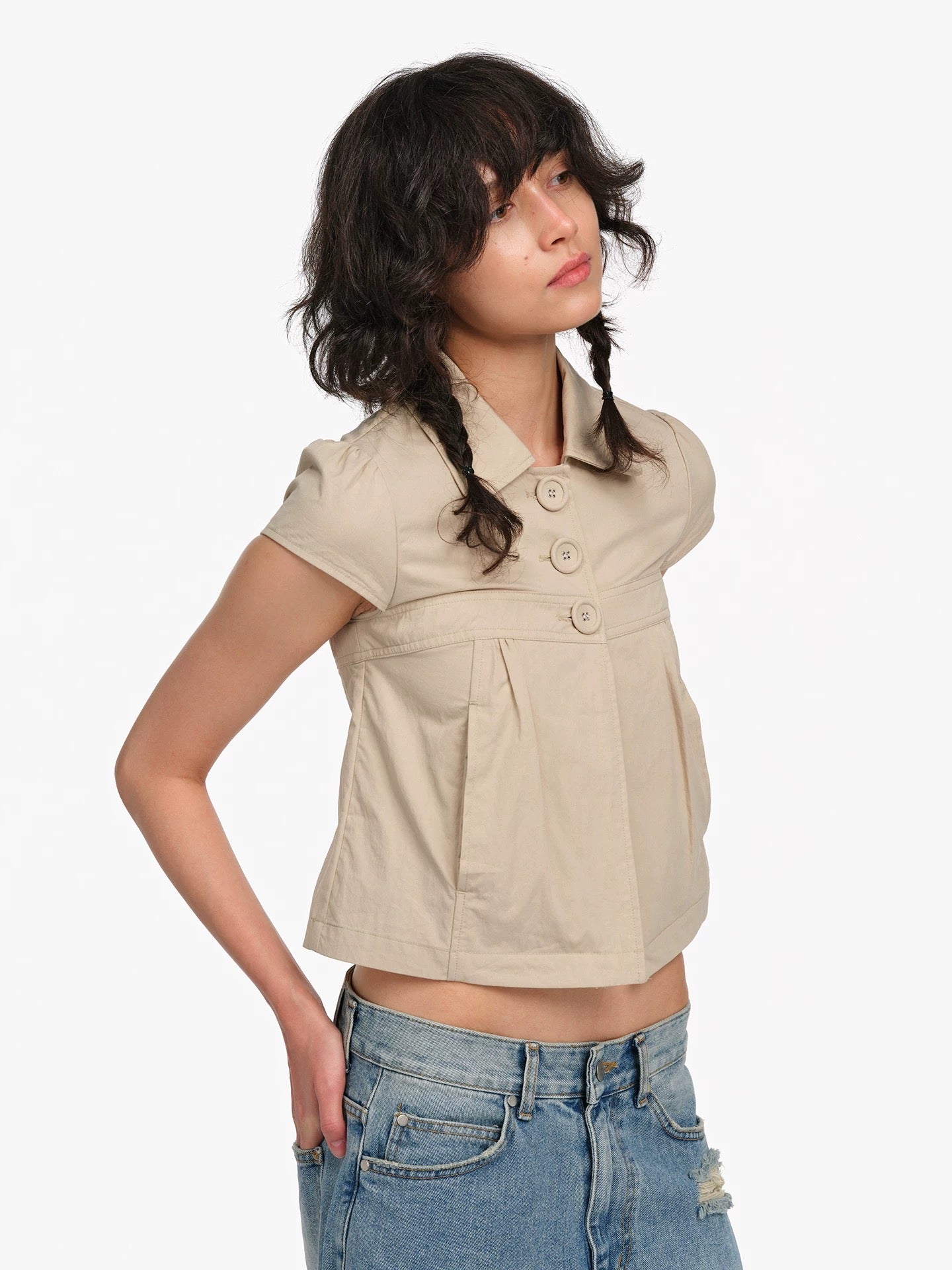 Pea Coat Inspired Button Front Top