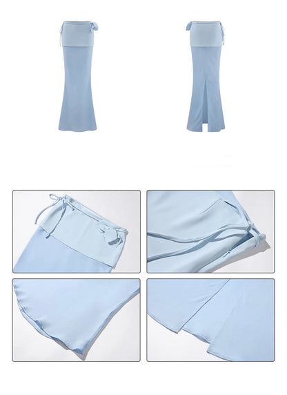 0122stepll Fold Over Maxi Skirt