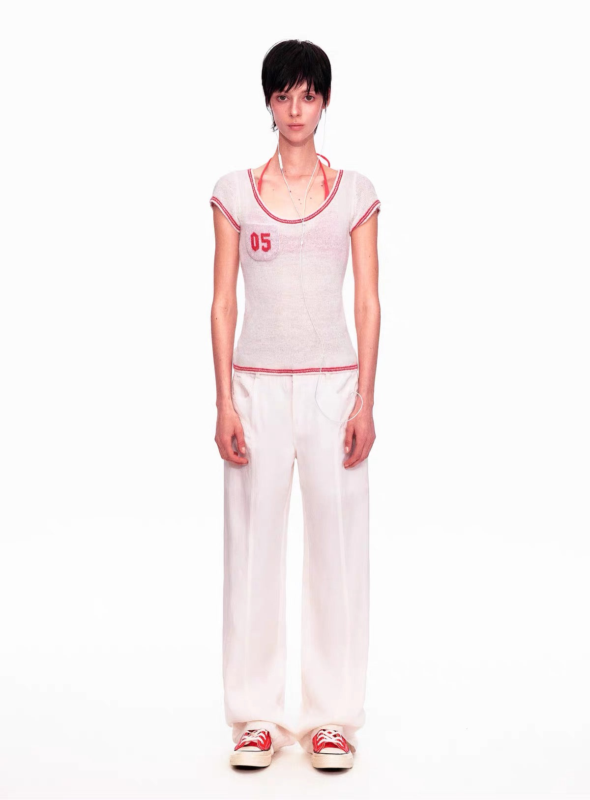 ayo Number 05 Pocket Fine Knit Scoop Top
