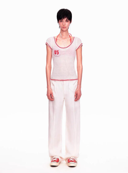 ayo Number 05 Pocket Fine Knit Scoop Top