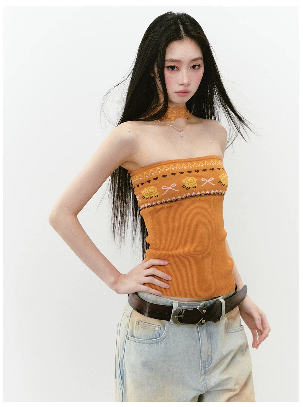 Knit Floral Lace Two Way Top