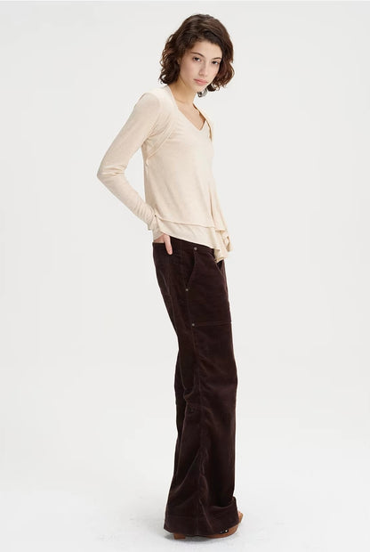 SOLWEIGE Retro Corduroy Low Rise Trousers