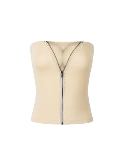 DOLOMEDES 3D Printed Nude Bandeau Vest Two-Piece Set
