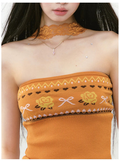 Knit Floral Lace Two Way Top