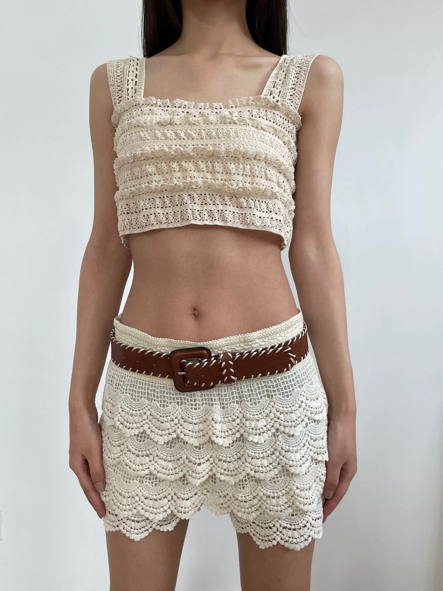 Braided Buckle Belt in Brown