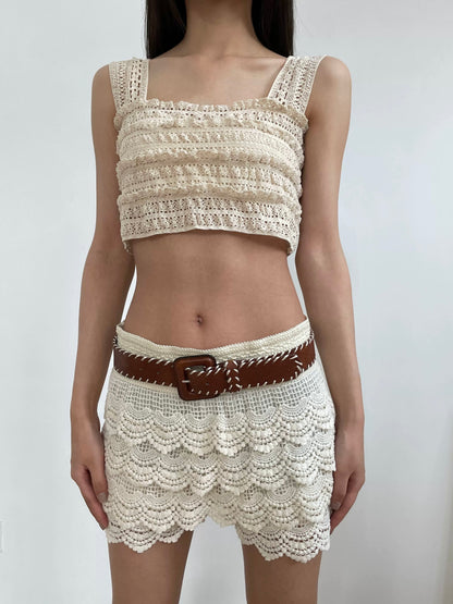 Braided Buckle Belt in Brown