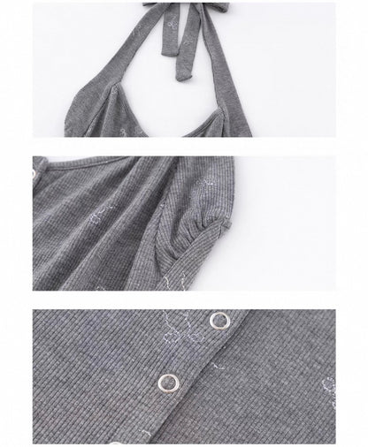 Ariseism Sweetheart Halter Neck Top in Grey