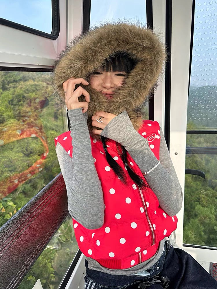 (Pre-Order) CGGA Polka Dot Cropped Puffer Jacket