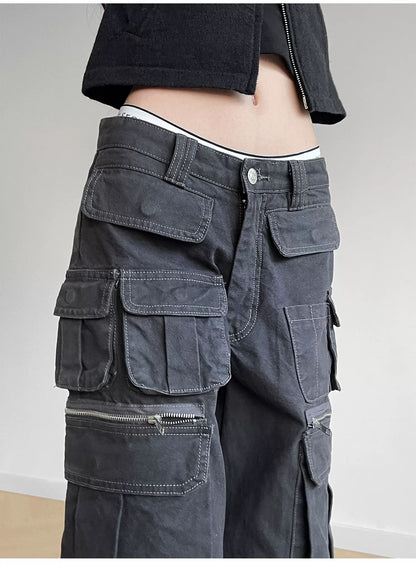 Grey Multi Pocket Cargos