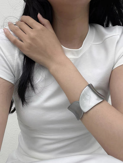 Sculptural Wave Wide Cuff Bracelet