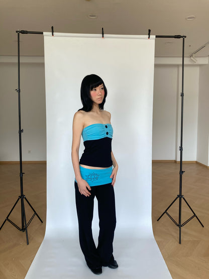 WildFLO Contrast Lotus Fold Over Flare Trousers