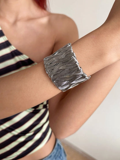 Woven Silver Cuff Bracelet