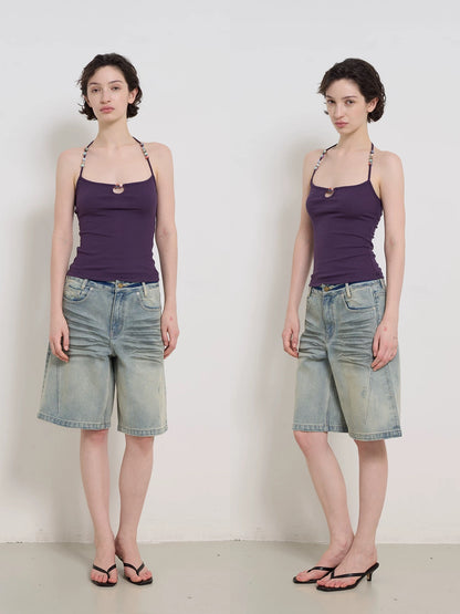 Purple Beaded Tank Top