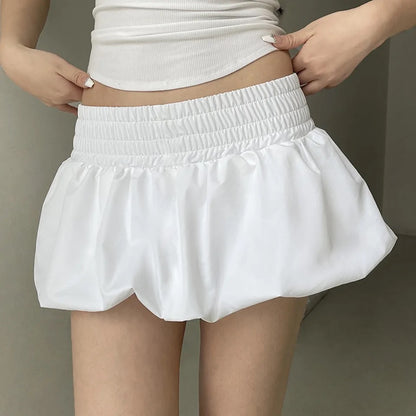 White Low Waisted Puffball Skirt