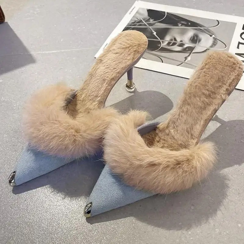 Faux Fur High Heels