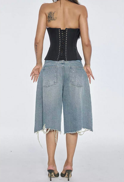 Bum Studio Embellished Distressed Denim Jorts