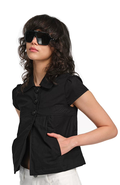 Pea Coat Inspired Button Front Top