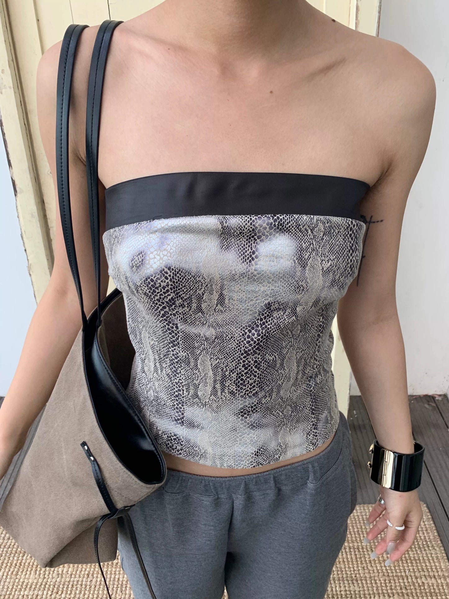 TECHO Snake Print Bandeau Top