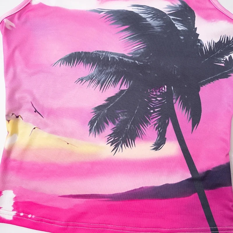 Tie Dye Tank Top With Print