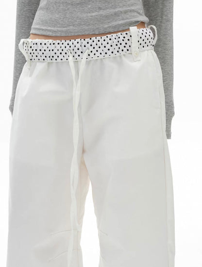 Polka Dot Fold Over Trousers