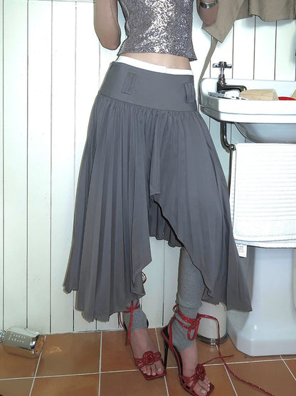 COMMON IN 0120 Asymmetric Pleated Midi Skirt