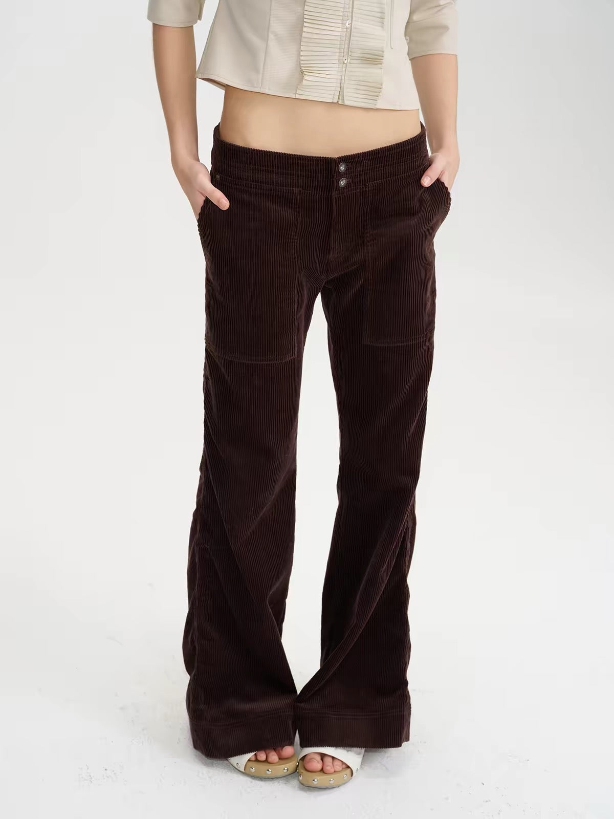 SOLWEIGE Retro Corduroy Low Rise Trousers