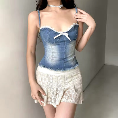 Denim Corset Bustier Top