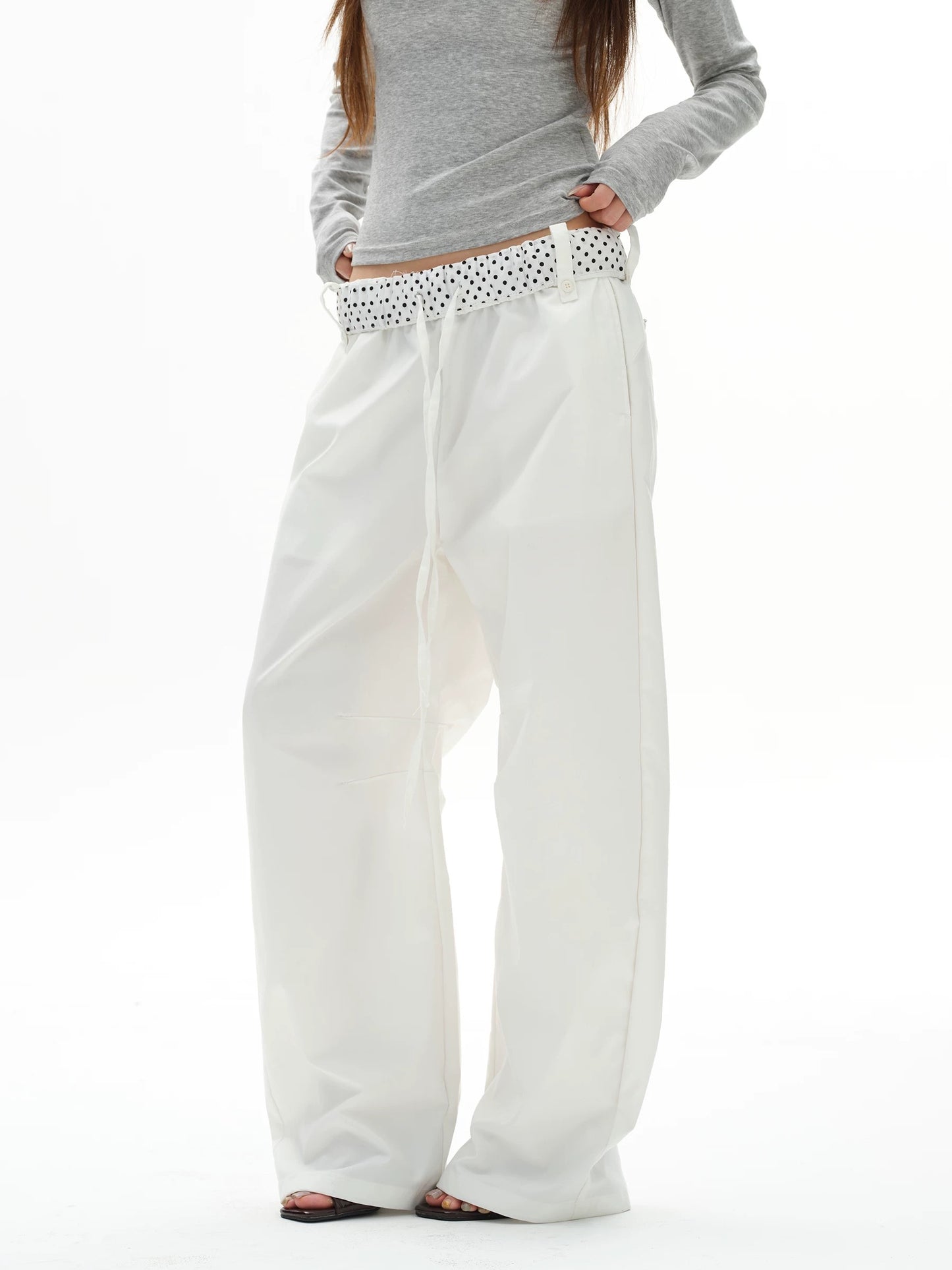 Polka Dot Fold Over Trousers