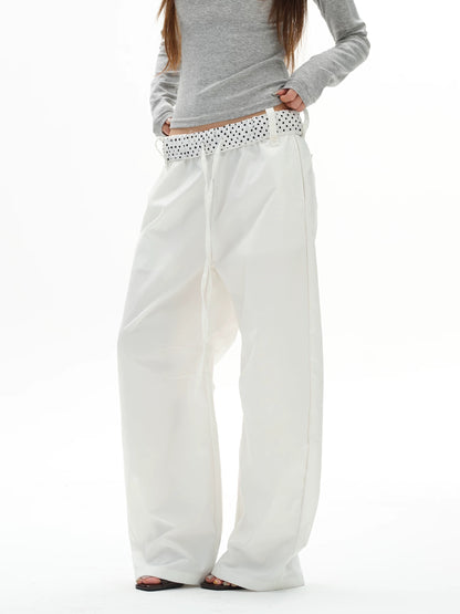 Polka Dot Fold Over Trousers