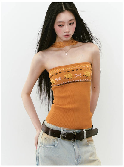 Knit Floral Lace Two Way Top