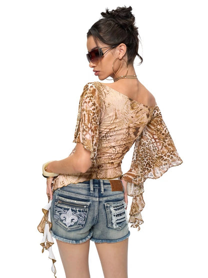JYOSEI Leopard & Snake One Shoulder Print Top